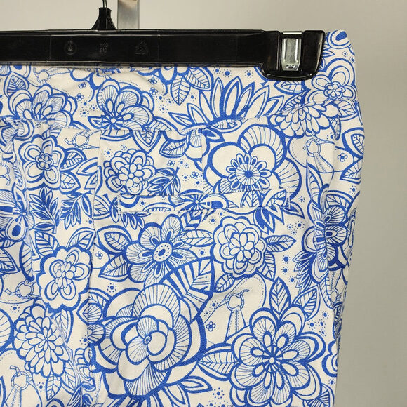 Lilly Pulitzer Blue Floral Cotton Cropped Pants Size S - Picture 7 of 9
